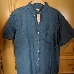 BNWT Mens GAP indigo denim short sleeve button up